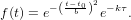 f(t) = e−(t−bt0)2e−kτ.